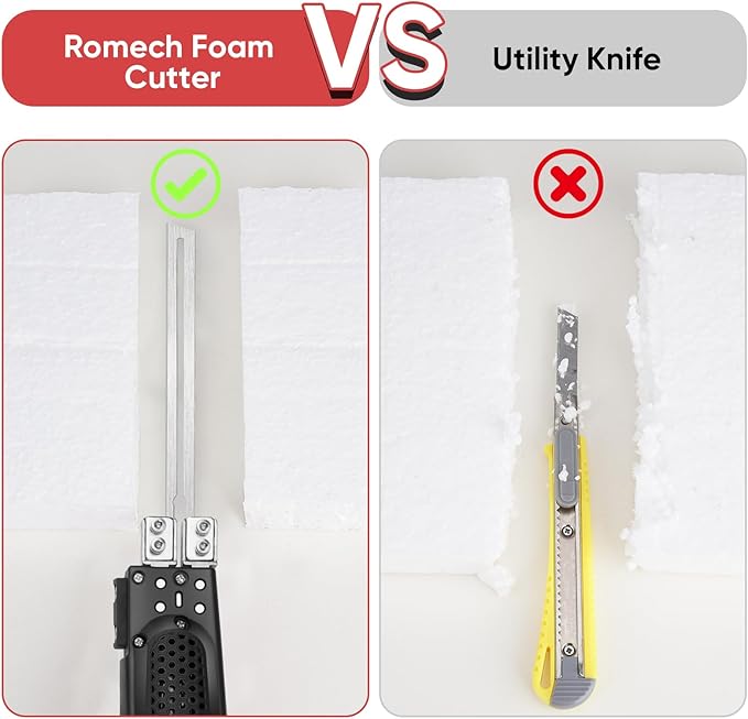 ROMECH Foam Cutter Pro Electric Hot Knife, 200W Air Cooled Styrofoam Cutting Tool Kit- with Heavy-duty Case Blades & Accessories RM-009 (200W Air Cooled)