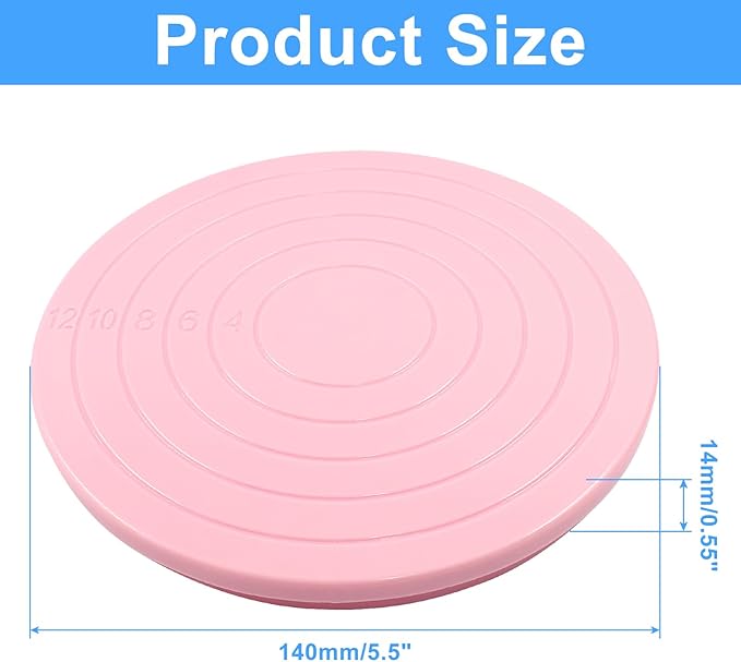 1 Pcs Cake Decorating Turntable - 5.5 Inch Revolving Cake Stand - Cookie Decorating Swivel Stand for Kitchen Cake Baking - Pink