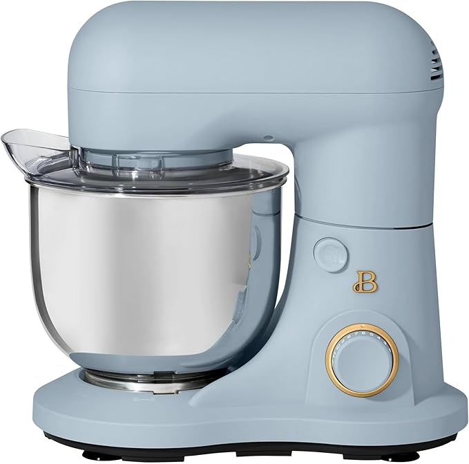Beautiful 3.5 Qt Tilt-Head Stand Mixer | 12-Speed 300 W Motor | Stainless Bowl + Beater, Dough Hook & Whisk by Drew Barrymore (Cornflower Blue)