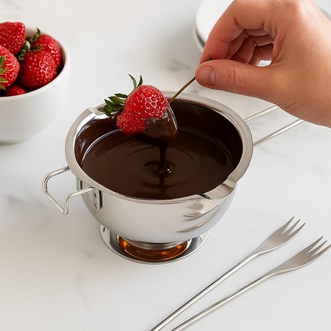Mrs. Anderson’s Baking Chocolate Melting Pot with Pour Spouts, Heavyweight Stainless Steel, 2.5-Cup Capacity