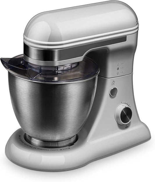 4.8QT Stand Mixer, 12-Speed Electric Kitchen Mixer with Tilt-Head, Stainless Steel Bowl, Egg Whisk, Dough Hook & Beater – Lightweight, Compact for Small Kitchens,Light Gray