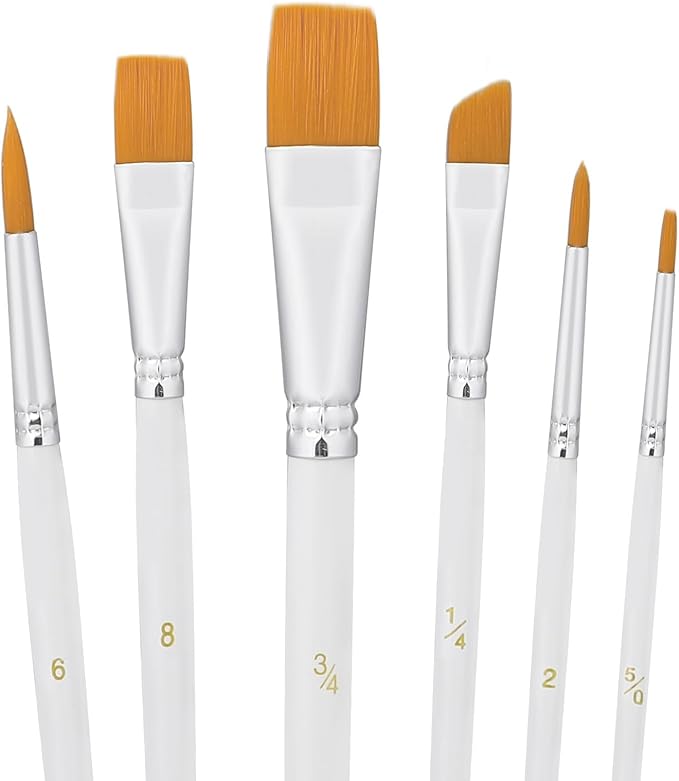 6PCS Cake Painting Brushes Set Food Paint Brushes Food Safe Cake Decorating Brushes for Dusting Edible Glitter Edible Color for Cake Cookie Decoration (White)