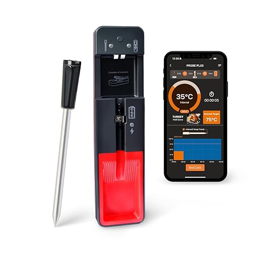 Meat Thermometer, Digital Bluetooth 500FT Wireless, Probe Lasts Up to 16 Hours, Dishwasher Safe, for BBQ/Oven/Grill/Kitchen/Smoker/Outside