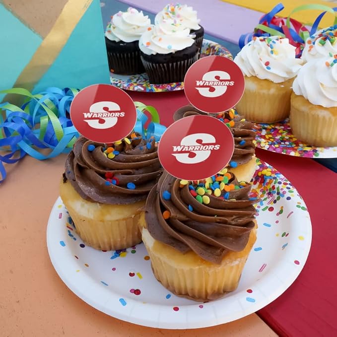 California State University Stanislaus Primary Logo Cupcake Picks Toppers Decoration Set of 6