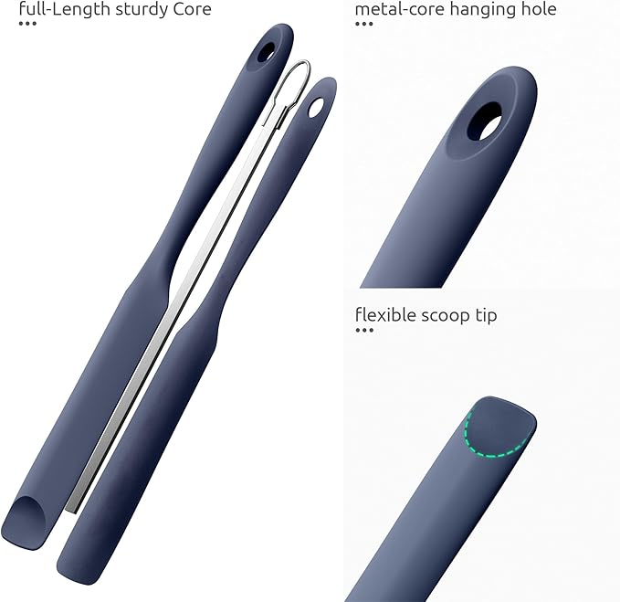 U-Taste Silicone Jar Spatula for Sourdough Starter: Long Skinny Food-Grade Jam Spreader, Sturdy Stirring Stick Bowl Scraper with Flexible Spoon Tip, Mixing Tool, Peanut Butter Knife (Midnight Blue)