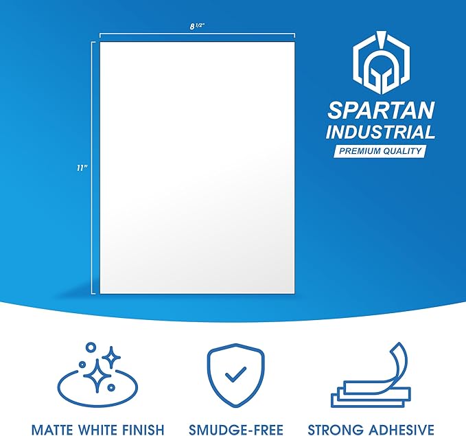 8.5" X 11" Full-Sheet Printable Labels for Inkjet and Laser Printers - 250 Sheets, 250 Custom Stickers for Shipping Labels, Mailing, Personalized Stickers for Crafts - Spartan Industrial Template R026