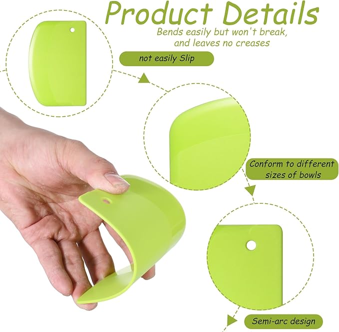 6 Pcs Bowl Scraper Dough Scraper Plastic Pastry Bread Baking Making Tools Multi-Purpose Kitchen Bench Scrapers Cake Dough Fondant Icing Smoother with Curved Edge for Baking Kitchen Cake Bowl Supplies