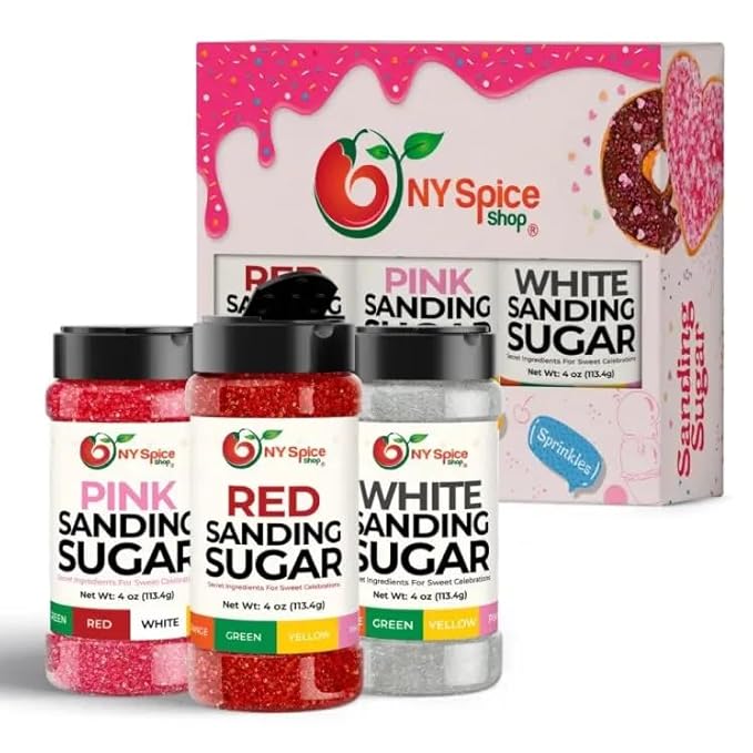 NY Spice Shop Red-White-Blue Sanding Sugar - Sweet Colorful Edible Sprinkles for Candy Dishes, Cake Decorating, and Dessert Displays - 4 Ounce (Pack of 3)