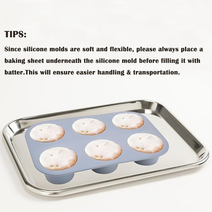 6 Cups Silicone Mini Muffin Pan Set, Nonstick Mini Cupcake Pans, 2pcs BPA Free Small Muffin Tin for Baking