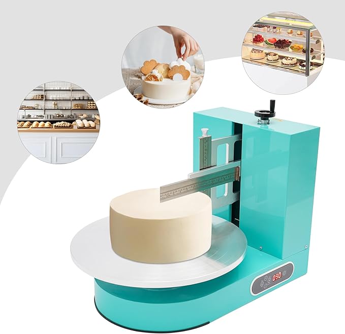 Cake Icing Machine 200W Auto Cream Spreading Machine w/Scraper & LCD Display, Professional Cake Decorating Machine Frosting Turntable for 4-16 Inch Cakes, 7.87" Height Adjustable of Spatula (Green)