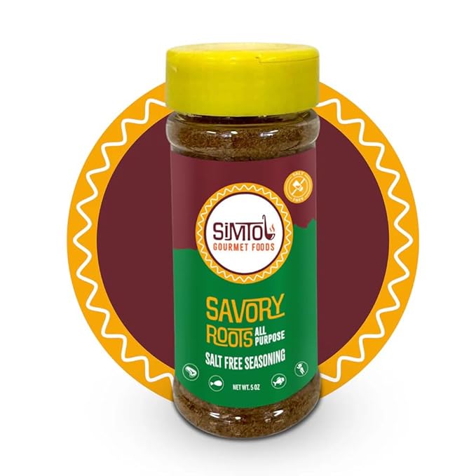 Simtol Foods Savory Roots All Purpose Salt Free Seasoning – Premium Sodium-Free Seasoning Blend for Meat, Veggies, Soups & More – Bold Flavor with No Salt – All Natural, MSG-Free, Non-GMO, 5 oz