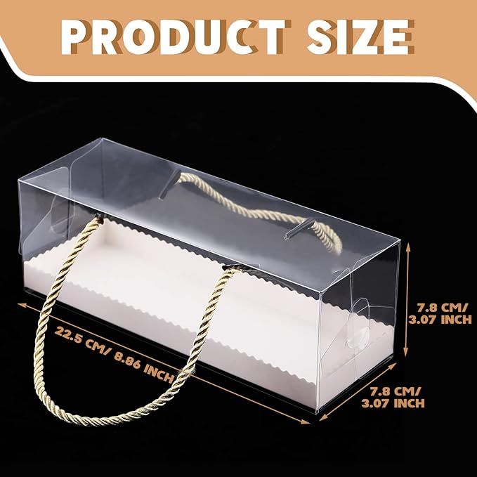 Eaasty 30 Pcs 9 x 3 x 3 Inch Clear Cupcake Boxes with Handles Portable Gable Boxes Paperboard Plastic Rectangular Cupcake Containers Dessert Cookies Bakery Gift Containers for Christmas Party