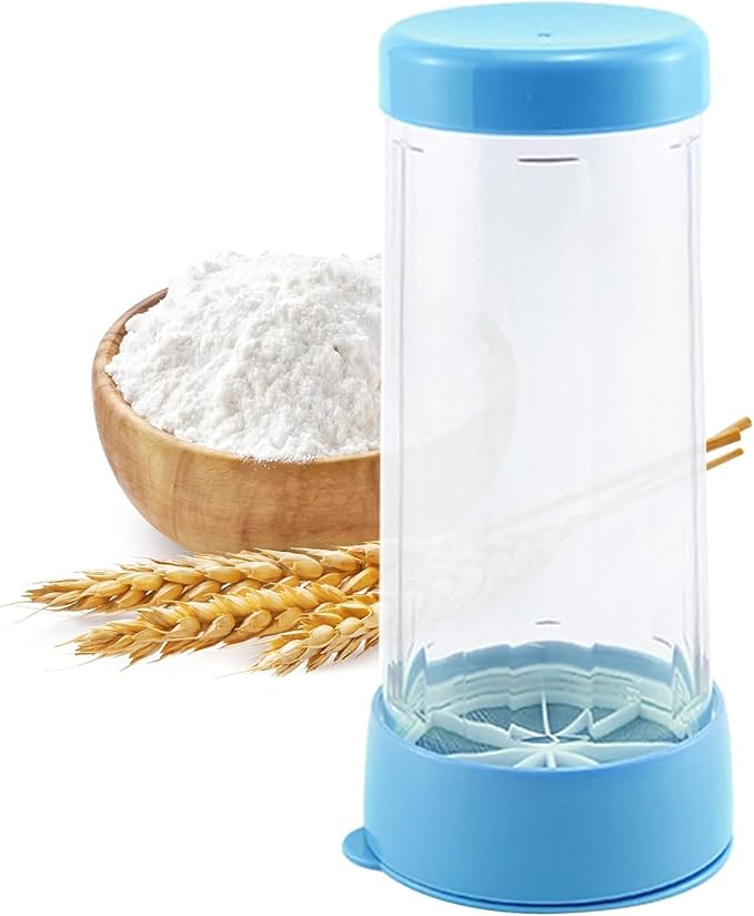 Flour Sifter,Sifter for Baking,Powdered Sugar Shaker Duster,Flour Duster for Bread Baking Flour Sieve for Baking Cakes Kitchen (Blue)