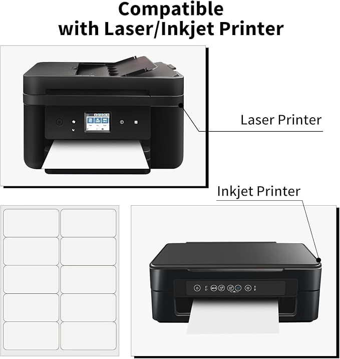 2"x4" Shipping Address Labels for Laser and Inkjet Printer, 100 Sheets 1000 Labels Strong Adhesive Internet Mailing Shipping Labels, 10 Per Page