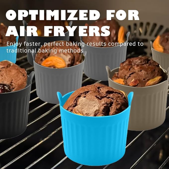 8-piece set of air fryer baking molds, high-end food grade silicone mold cups, non stick air fryer accessories suitable for eggs, cupcakes, pancakes, puddings, pies, and Kashida sauce