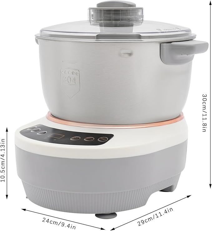 5L Electric Dough Maker with Ferment Function, 304 Stainless Steel Dough Mixer Machine with Digital Timer, Large Capacity Household Flour Kneading Machine for Pizza Bread Baking (Silver)