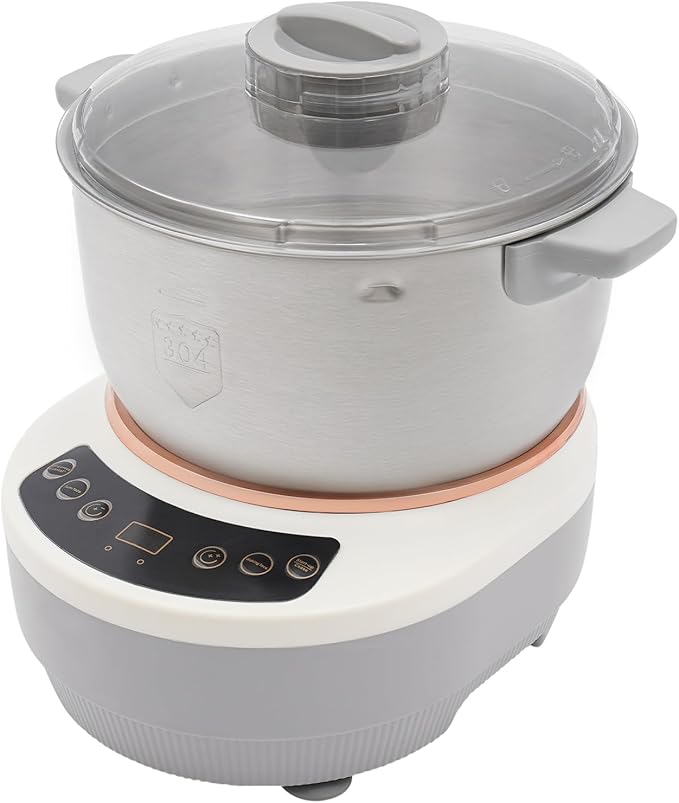 5L Electric Dough Maker with Ferment Function, 304 Stainless Steel Dough Mixer Machine with Digital Timer, Large Capacity Household Flour Kneading Machine for Pizza Bread Baking (Silver)