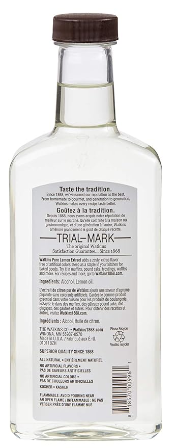 Watkins Pure Lemon Extract (11 oz.) and Watkins All Natural Original Gourmet Baking Vanilla (11 oz.)