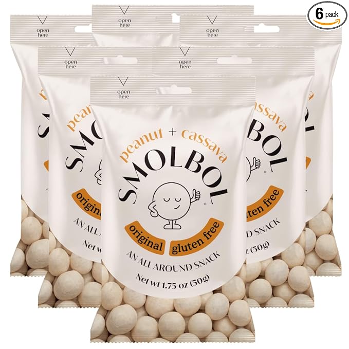 SMOLBOL Crunchy Peanuts | Individual Packs | Roasted | Lightly Salted | Gluten-Free Cassava Crust | Plant Protein | School Snacks for Kids | Office Snacks for Adults | On the Go | 1.75oz (Pack of 6)