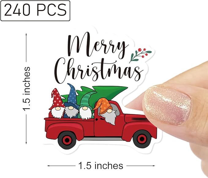 240 PCS Merry Christmas Gnomes Stickers for Small Business Envelopes, Packages, Handmade Goods, Bags - Cute Christmas Theme Shop Stickers for Envelope Seals