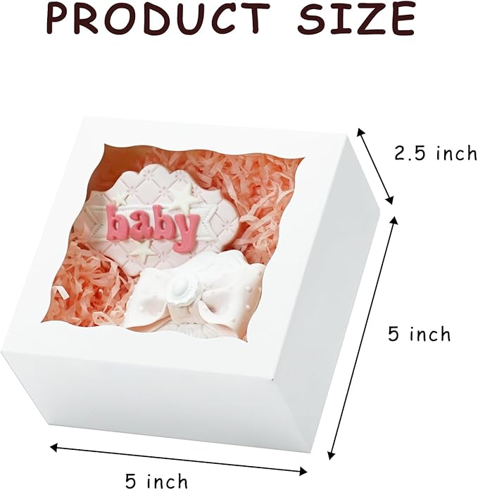 50pcs 5x5x2.5 Inch Cookie Boxes with window Bakery Boxes Dessert Treat Box Chocolate Covered Strawberries Box for Wedding Party Birthday