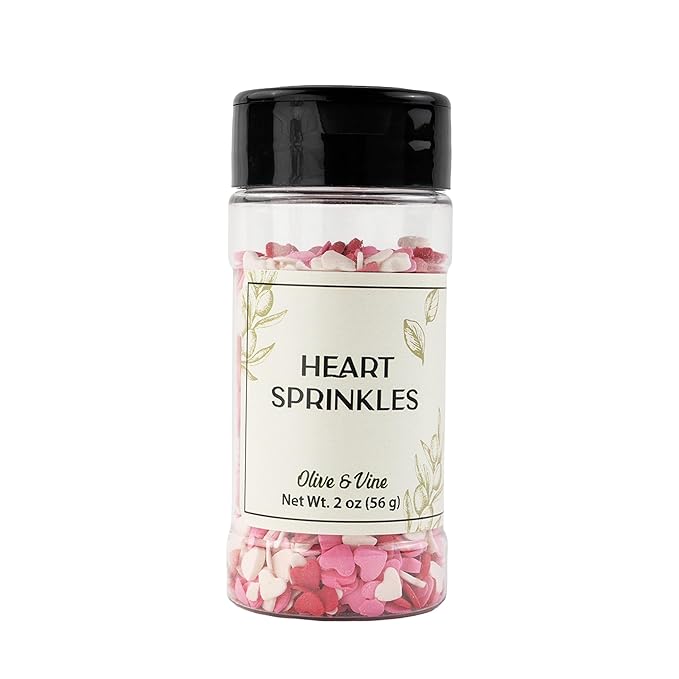 Olive & Vine Heart Sprinkles, Sweet Flavor, For Baking & Desserts, Rich Tradition, Authentic Taste, For Global Recipes (2 Ounce)