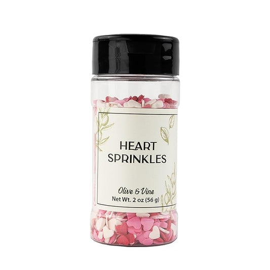 Olive & Vine Heart Sprinkles, Sweet Flavor, For Baking & Desserts, Rich Tradition, Authentic Taste, For Global Recipes (2 Ounce)