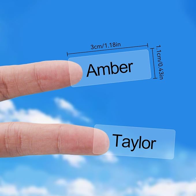 Custom Clear Name Labels - Transparent Text Only Stickers for School Supplies, Water Bottles, Tech Devices & Organizing - Waterproof, BPA-Free, Residue-Free, Easy-Peel - Made in USA