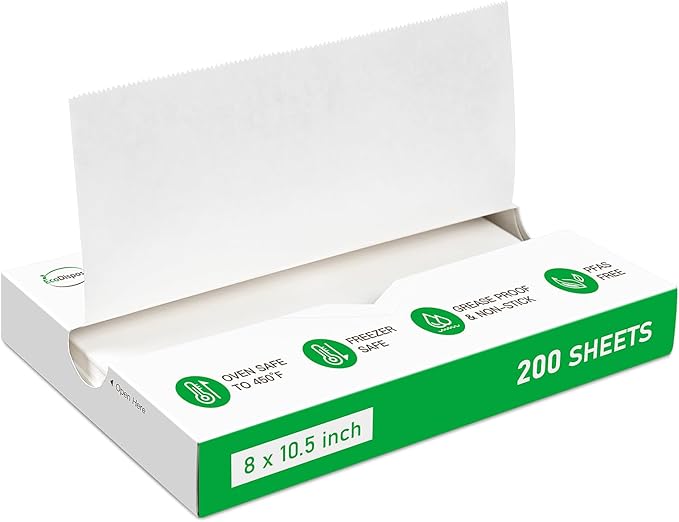 EcoDispose Precut POP UP Deli Paper Sheet Pack of 200, Interfolded Heavy Paper for Food Wrap and Serving (8" x 10-1/2", White）
