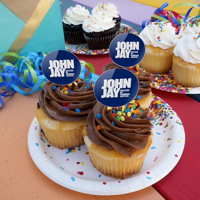 John Jay College of Criminal Justice Primary Logo Cupcake Picks Toppers Decoration Set of 6
