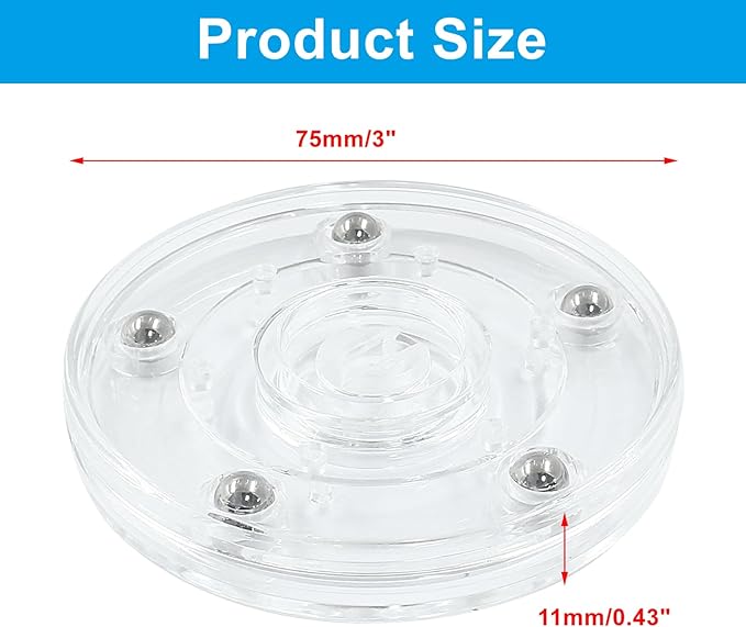 4PCS 3Inch Acrylic Lazy Susan Turntable Platter, Clear Turntable Organizer Round Rotating Plate Revolving Display Base for Spice Rack Table Cake Cookie Decorating
