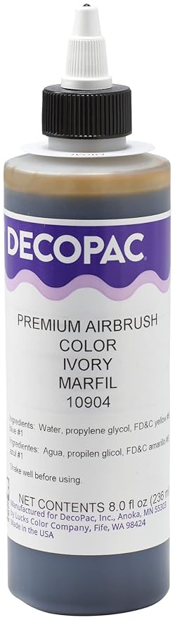 DecoPac Ivory Food Coloring, 8 Fl Oz Airbrush Food Color, Edible Airbrush For Cake Decorating, Cookie Airbrush Coloring, Food Airbrush Kit Add-on, Airbrushes For Cake Decorating 8Fl Oz