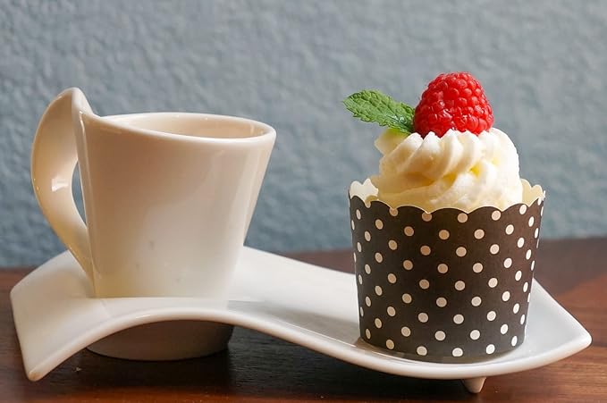 Paper Baking Cups (Polka Dots), Greaseproof Disposable Cupcake Liners (Black, Large Cups (50-Pack))
