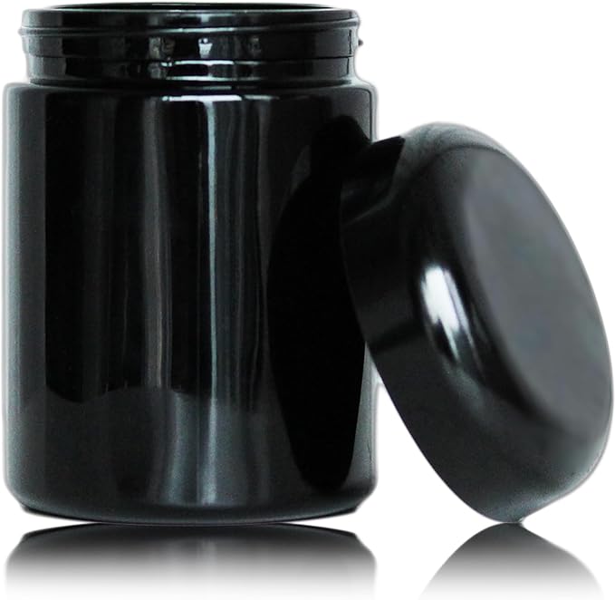 Black Glass Storage Container Jar 250ml Half Oz with UV Protection for Spice Coffee
