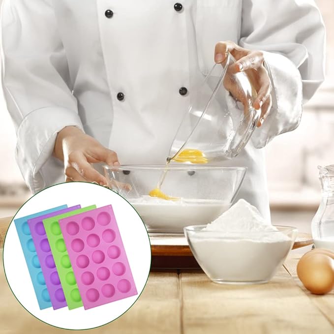 4 Psc Cylinder Silicone Molds, SENHAI 15 Hole Silicone Molds for Chocolate Cake Candy Soap Muffins Brownie Pudding Baking