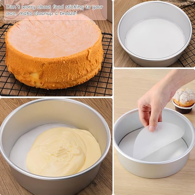 BYKITCHEN 6 Inch Parchment Paper Rounds, Set of 220, Burger Patty Paper/Hamburger Press Paper, Non Stick Small Pre-cut Round Parchment Paper for Cake Pan, Springform Pan, Smash Burger Press and More