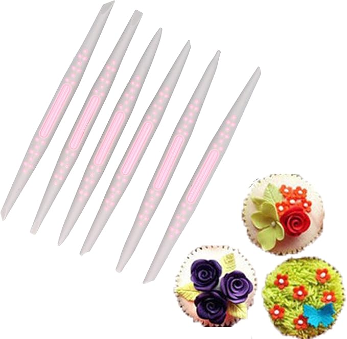 AUNMAS 6Pcs Fondant Cake Decorating Tools, Plastic Fondant Carving Sculpting Pen Set, Sugar Modeling Shaper Decor Tool for DIY Handcrafts Details Carving