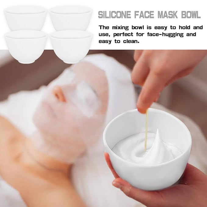 4 Inch Diy Silicone Facial Mask Mixing Bowl, 4 PCS Home Use Microwavable Silicone Facial Mud Bowl for Facial Mask, Mud Mask and Other Skincare Products, Cosmetic Beauty Tool for Home Salon,White