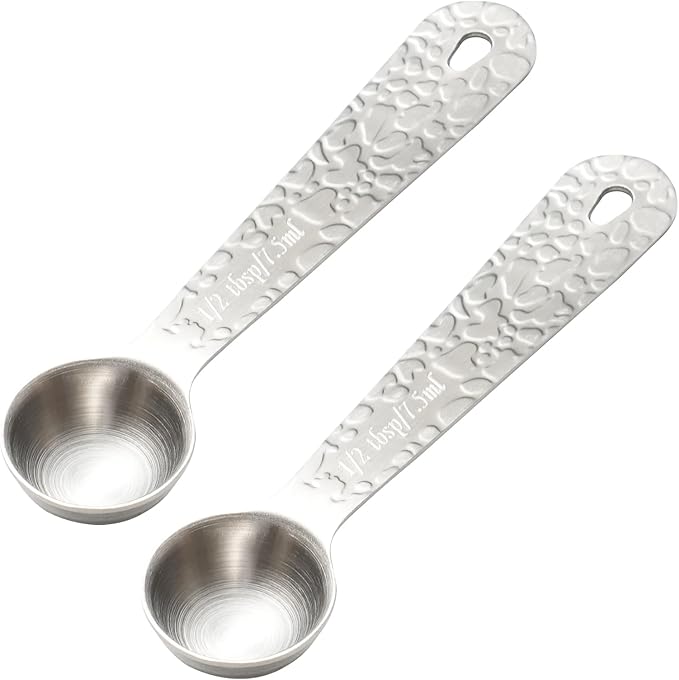 2PCS 1/2tbsp(1.5tsp, 7.5ml) Single Measuring Spoon, Stainless Steel Embossed Measure Scoop Only, Individual Spoon for Cooking and Baking
