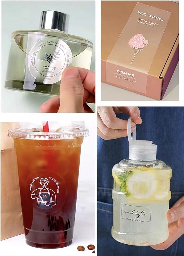 Custom Clear Stickers Personalized Logo Labels Transparent Stickers Waterproof Round, Heart, Rectangle, 1.5", 2", 3",4",5",6", 150pcs (Rectangle)