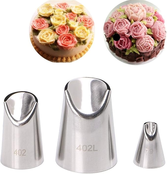FantasyDay 3 piece Stainless Steel Piping Tips Piping Nozzles Cake Decorating Supplies Cookies Cupcake Icing Decorating Supplies Decorating Kits Frosting Icing Tips Baking Set Tools