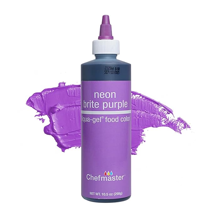 Chefmaster Neon Purple Liqua-Gel® Food Coloring | Vibrant Color | Professional-Grade Dye for Icing, Frosting, Fondant | Baking & Decorating | Fade-Resistant | Easy-to-Use | Made in USA | 10.5 oz