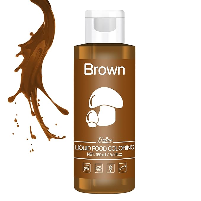 Food Coloring - Vivid Food Coloring for Baking, Cake Decorating, Cookie, Fondant, Macaron - Liquid Tasteless Food Color Dye for Airbrush, DIY Slime Making and Crafts - 6 fl.oz / 160ml (Brown)