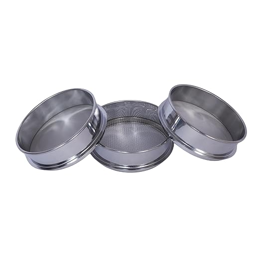 3 Pcs Lab Sieves，6 Inch Diameter Test Sifter 10Mesh（2.19mm）、80Mesh（0.217mm）and 200 Mesh（0.077mm）