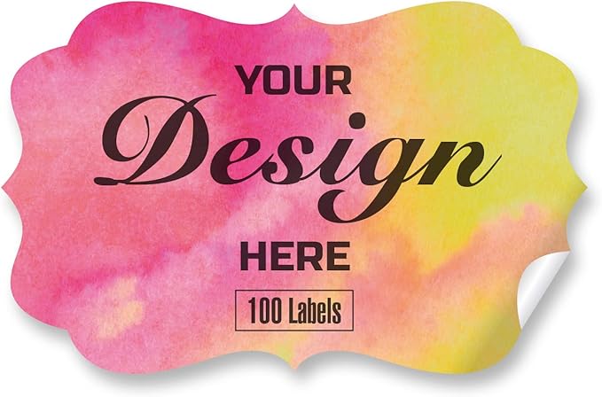 Custom Stickers Personalized Labels - Customized Stickers with Any Design Image Logo Text,Custom Thank You Label Stickers,Custom Stickers for Business Logo,100 Labels (Fancy Frame,3"x2")