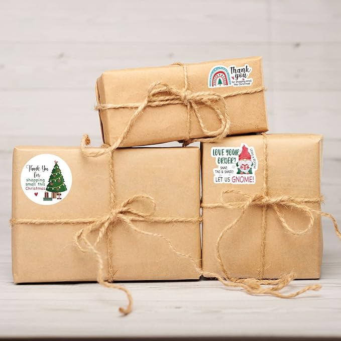 240 Cute Thank You for Shopping Small Envelopes Stickers - Christmas Theme Business Stickers