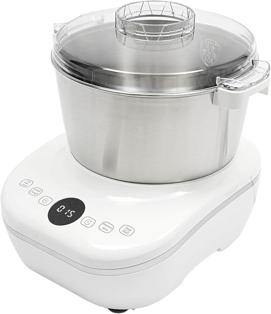 5L Electric Dough Maker with Ferment Function, 304 Stainless Steel Dough Mixer Machine with Digital Timer, Large Capacity Household Flour Kneading Machine for Pizza Bread Baking (White)