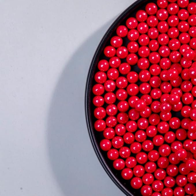 Red Sprinkles Edible Pearls,Cake Sprinkles 130g 4.6OZ,Cookie Sprinkles,Sugar Pearl, Edible Candy Pearls for Cake Cupcake Decorationg (7mm-Red)