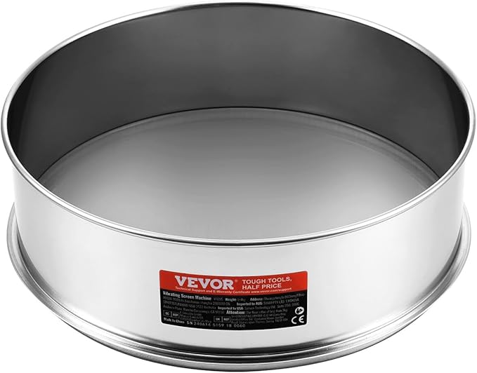 VEVOR Flour Sieve Fine Mesh, 40 Mesh Sifter, 304 Stainless Steel Sifter Food-grade, Dia. 12.6" Fine Mesh Strainers for Baking, 5 Sizes Mesh hole for Mungbean, Rice, Flour, Pearl Powder