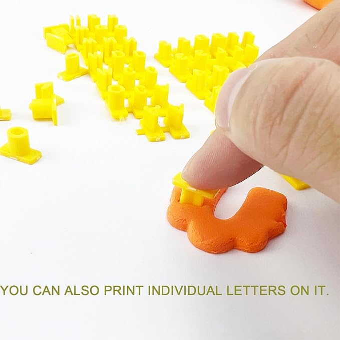 Letter Stamps for Clay-Pottery Stamps with Double Small Alphabet & Numeric Symbols, Also Used as Cookie Stamps Letters & Clay Letter Stamps (Yellow_72pcs)